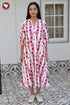 Cotton Striped Dress In Floral Block Print