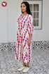 Cotton Striped Dress In Floral Block Print