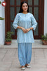 Cambric Cotton Co-Ord Set In Stripe Block Print