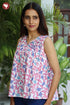 Cambric Cotton Top in Floral Block Print