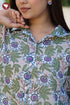 Mul Mul Cotton Light Grey Floral Shirt Style Top