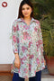 Mul Mul Cotton Steel Blue & Pink Floral Shirt
