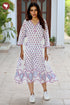 Mul Mul Cotton Dress In Block Print