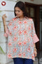 Mul Mul Cotton Shirt Style Top in Floral Block Print