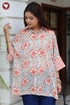 Mul Mul Cotton Shirt Style Top in Floral Block Print