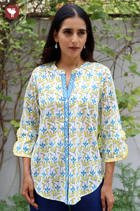 Cambric Cotton Top In Block Print