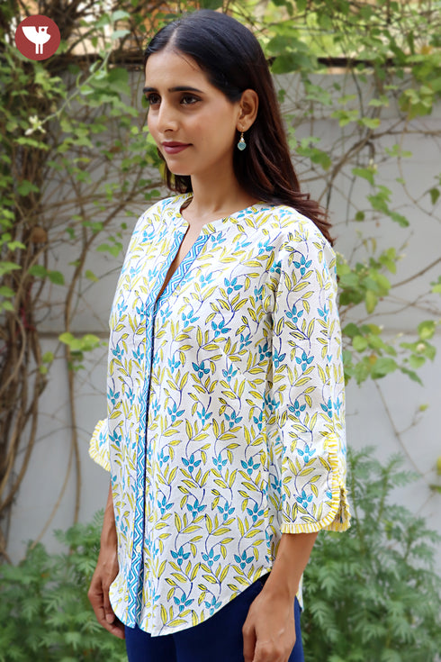 Cambric Cotton Top In Block Print