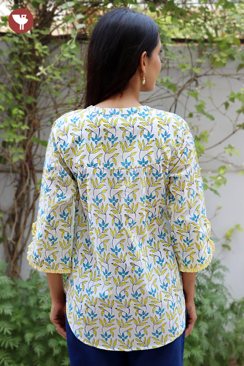 Cambric Cotton Top In Block Print