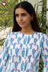 Cambric Cotton White Top in Block Print