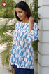 Cambric Cotton White Top in Block Print