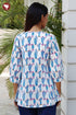 Cambric Cotton White Top in Block Print