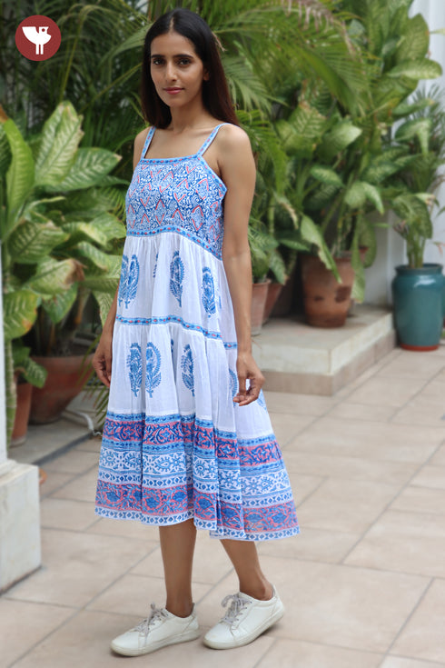 MulMul Cotton Dress in Floral Block Print