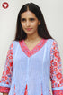 MulMul Cotton Kali Style Kurta in Stripe&Floral Block Print