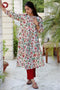 Cambric Cotton Floral Pintuck Kurta