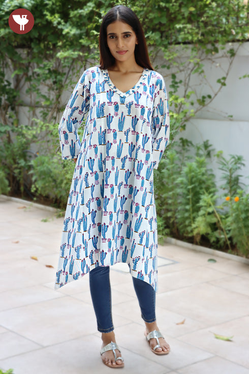 Cambric Cotton Top in Block Print