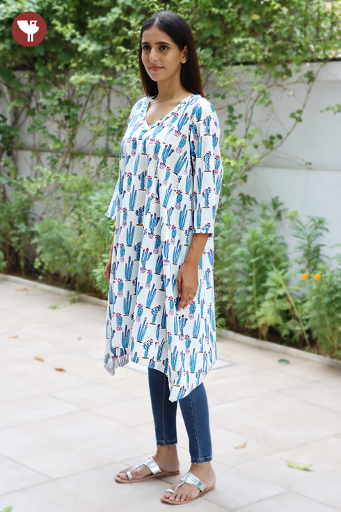 Cambric Cotton Top in Block Print