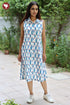 Cambric Cotton Sleeveless Dress in Block Print