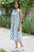 Cambric Cotton Sleeveless Dress in Block Print