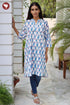 Cambric Cotton White Kurta in Block Print