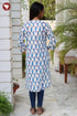 Cambric Cotton White Kurta in Block Print