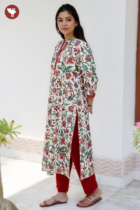 100% Cambric Cotton Floral Kurta
