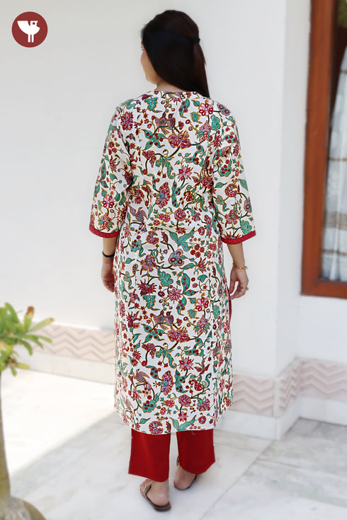 100% Cambric Cotton Floral Kurta