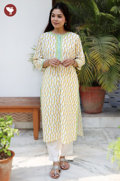 Cambric Cotton Kurta in Floral Print