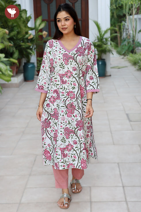 Cambric Cotton Kurta in Floral Print