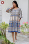 Cambric Cotton Gathered Dress in Floral Block Print