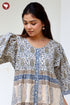 Cambric Cotton Gathered Dress in Floral Block Print