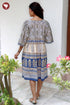 Cambric Cotton Gathered Dress in Floral Block Print