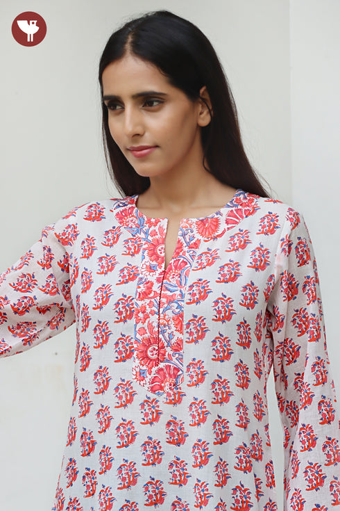 MulMul Cotton Top in Floral Block Print