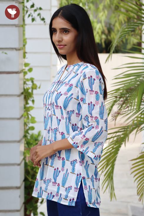 MulMul Cotton Top in Block Print