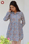 Cambric Cotton Gather Floral Top In Block Print