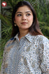 Cambric Cotton Shirt Style Top in Floral Block Print