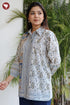 Cambric Cotton Shirt Style Top in Floral Block Print