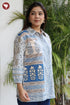 Cambric Cotton Shirt Style Top in Floral Block Print