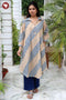 Cambric Cotton Oreb Top in Geometric Floral Block Print