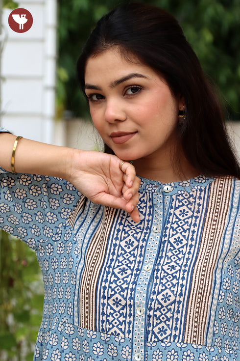 Cambric Cotton Top In Block Print
