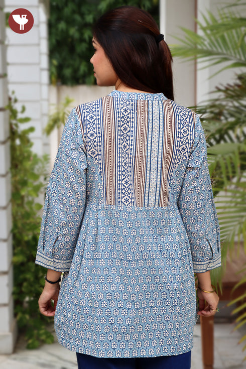 Cambric Cotton Top In Block Print