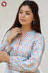 Mul Mul Cotton Pintuc Floral Top In Block Print