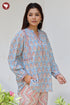 Mul Mul Cotton Pintuc Floral Top In Block Print