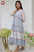 Mul Mul Cotton Tiered Dress in Floral Block Print