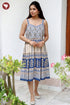 Cambric Cotton Dress In Floral Block Print