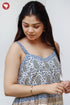 Cambric Cotton Dress In Floral Block Print