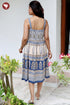 Cambric Cotton Dress In Floral Block Print