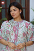 Mul Mul Cotton Cotton Steel Blue& Pink Floral Tier Dress