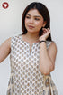 Mul Mul Cotton Sleeveless Dress in Floral Block Print