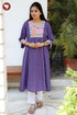 Handloom Purple Kurta in Geometric Patchwork