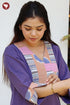 Handloom Purple Kurta in Geometric Patchwork